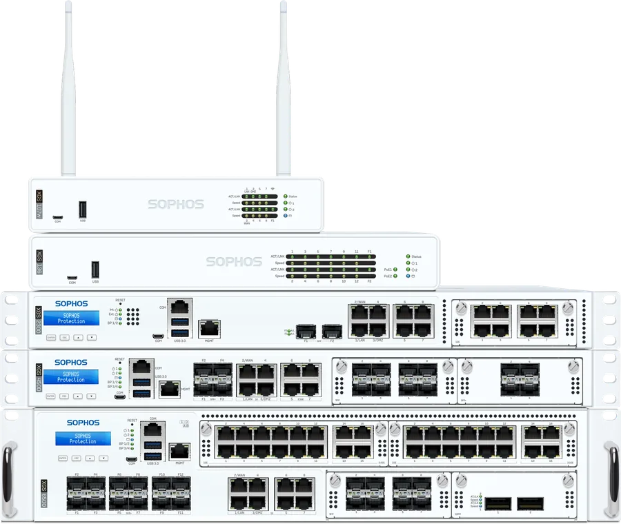 Sophos XGS firewall range: XGS 107w, XGS 136, XGS 2300, XGS 4500, and XGS 6500 appliances